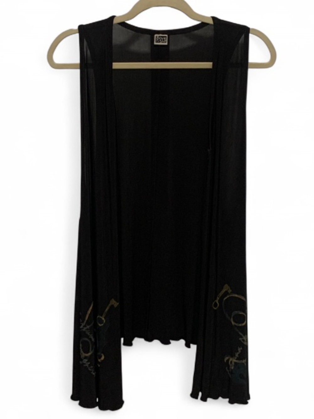 Blue Fish Boho Graphics Black Sleeveless Vest